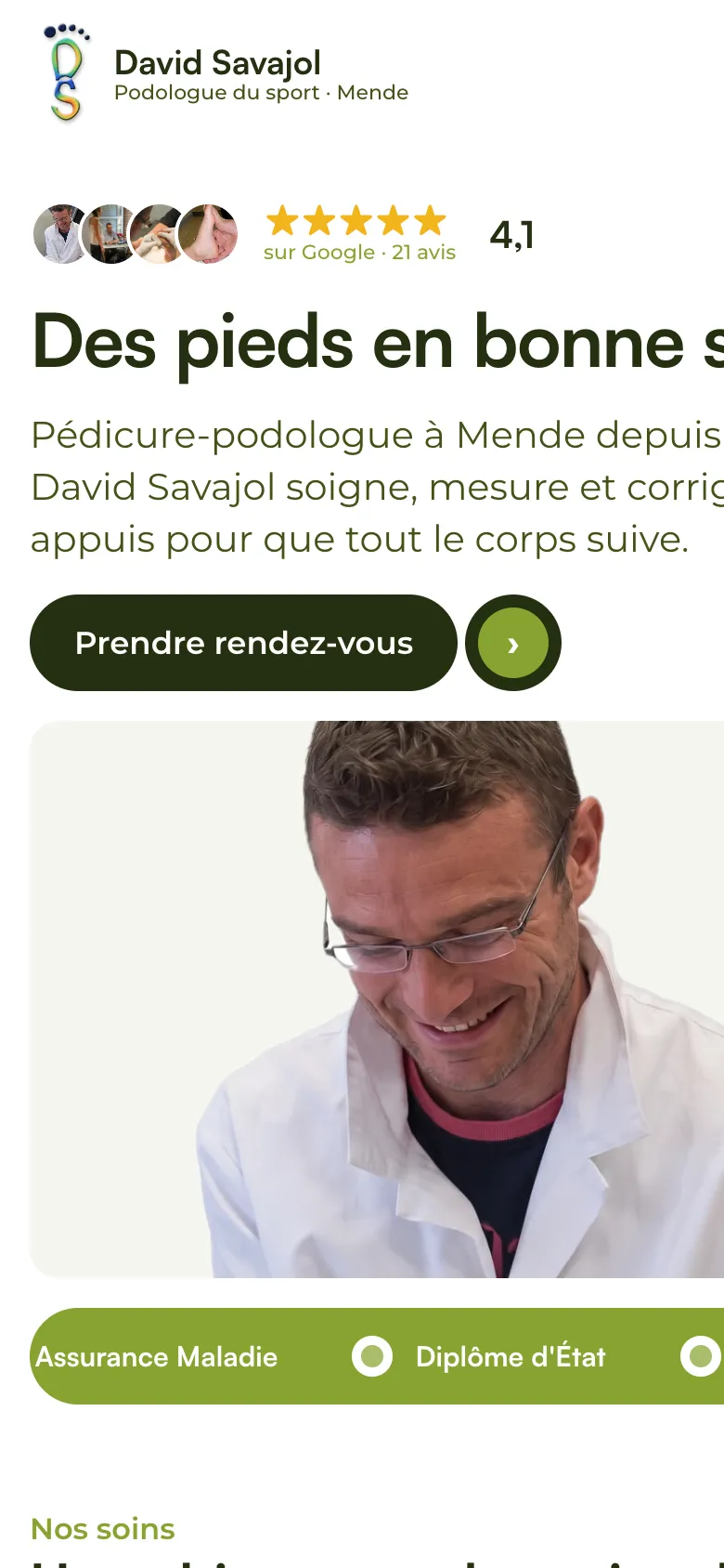 Accueil du site du cabinet sur téléphone