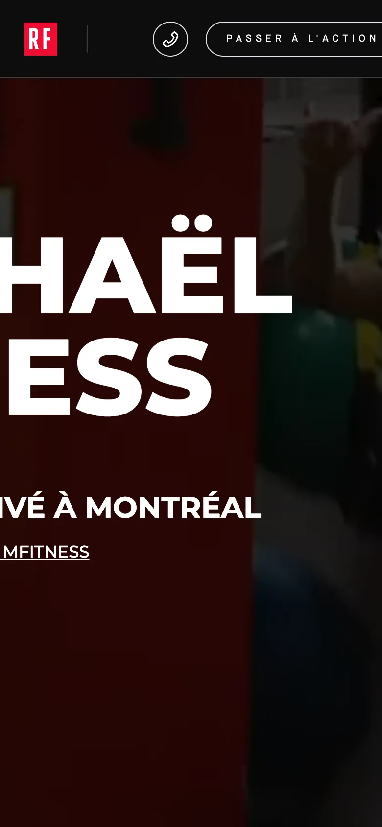 Page d'accueil du site raphael.fitness sur téléphone